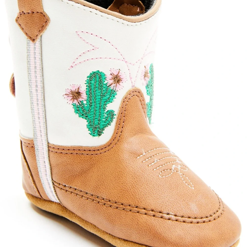 Kids' Tan and White Cactus Boots/size 4 baby